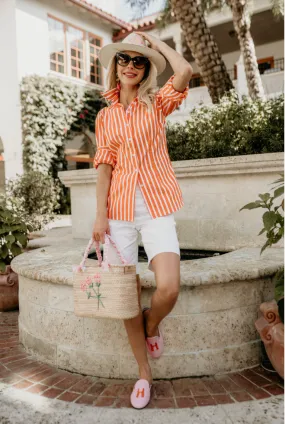Fiona Blouse in Orange Bold Stripe,Women