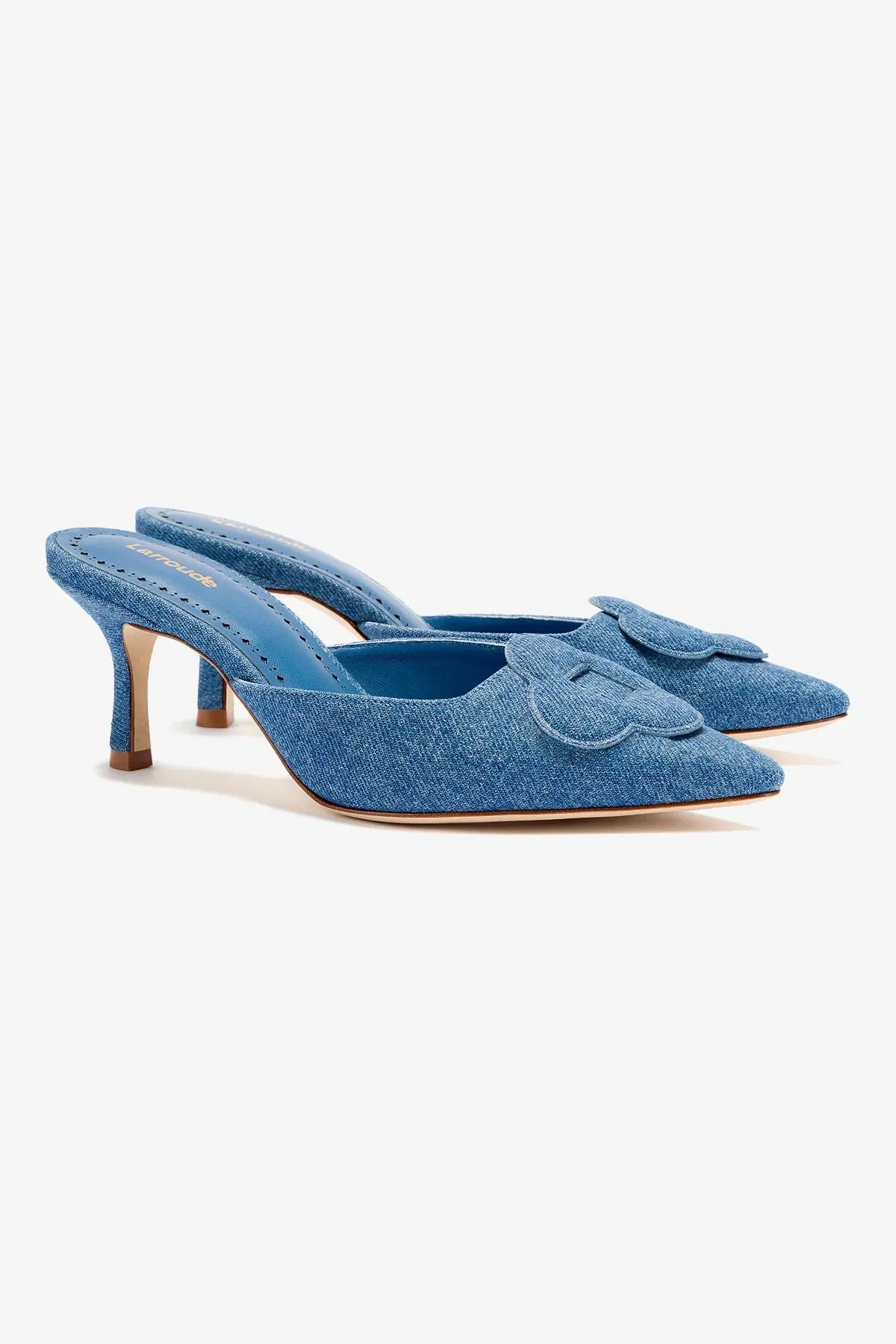 Flora Pump In Blue Stoned Denim,Women Heel