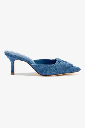 Flora Pump In Blue Stoned Denim,Women Heel