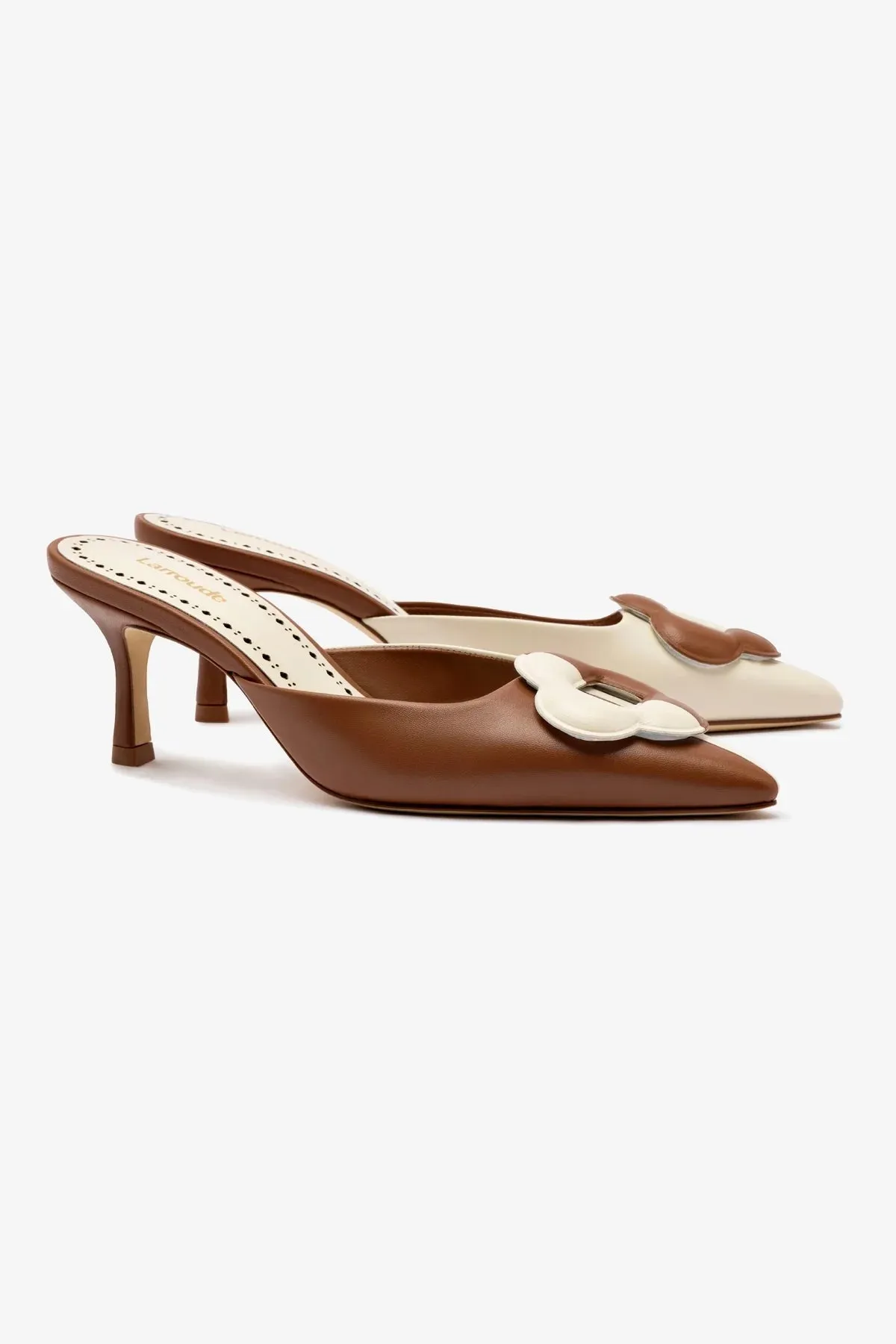 Flora Pump In Caramel and Ivory Leather,Women Heel