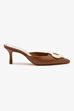 Flora Pump In Caramel and Ivory Leather,Women Heel