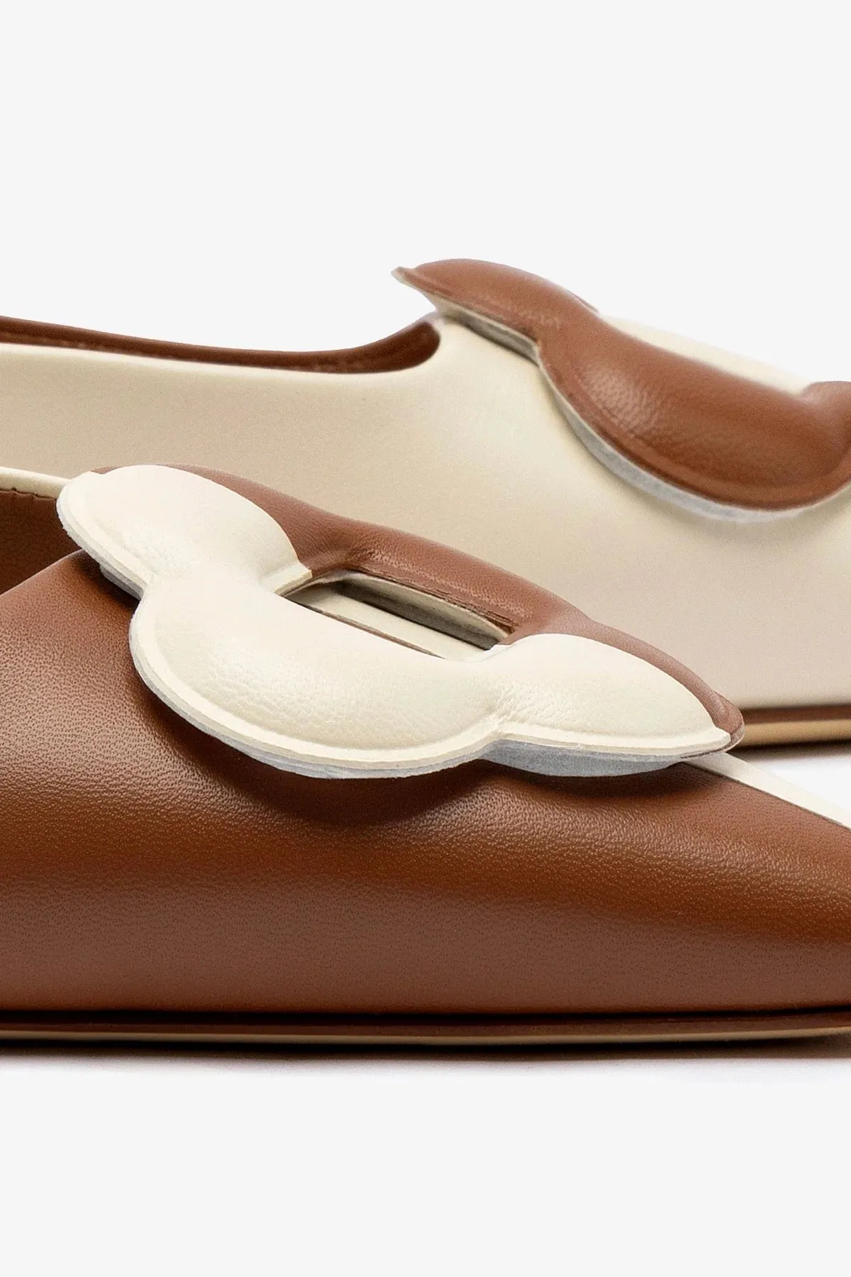 Flora Pump In Caramel and Ivory Leather,Women Heel