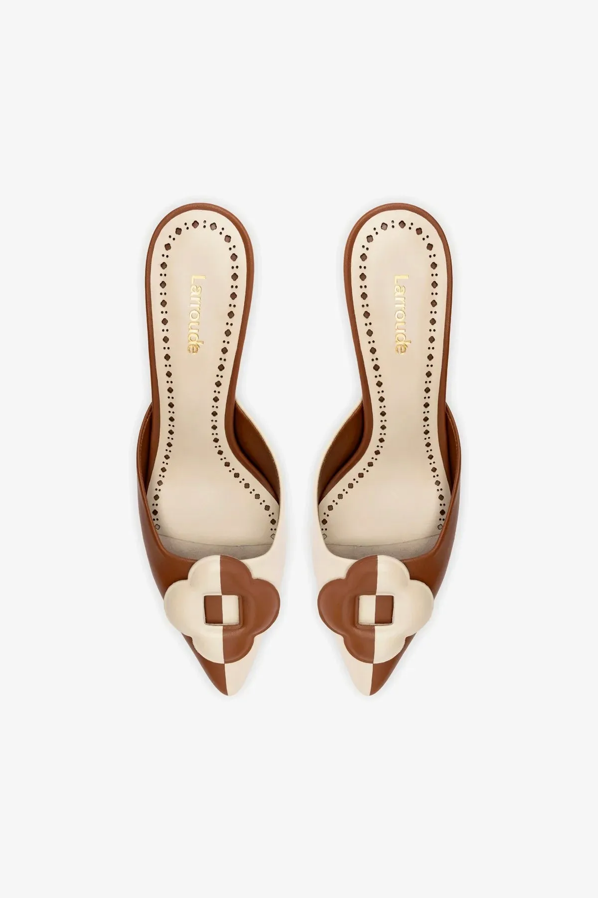 Flora Pump In Caramel and Ivory Leather,Women Heel