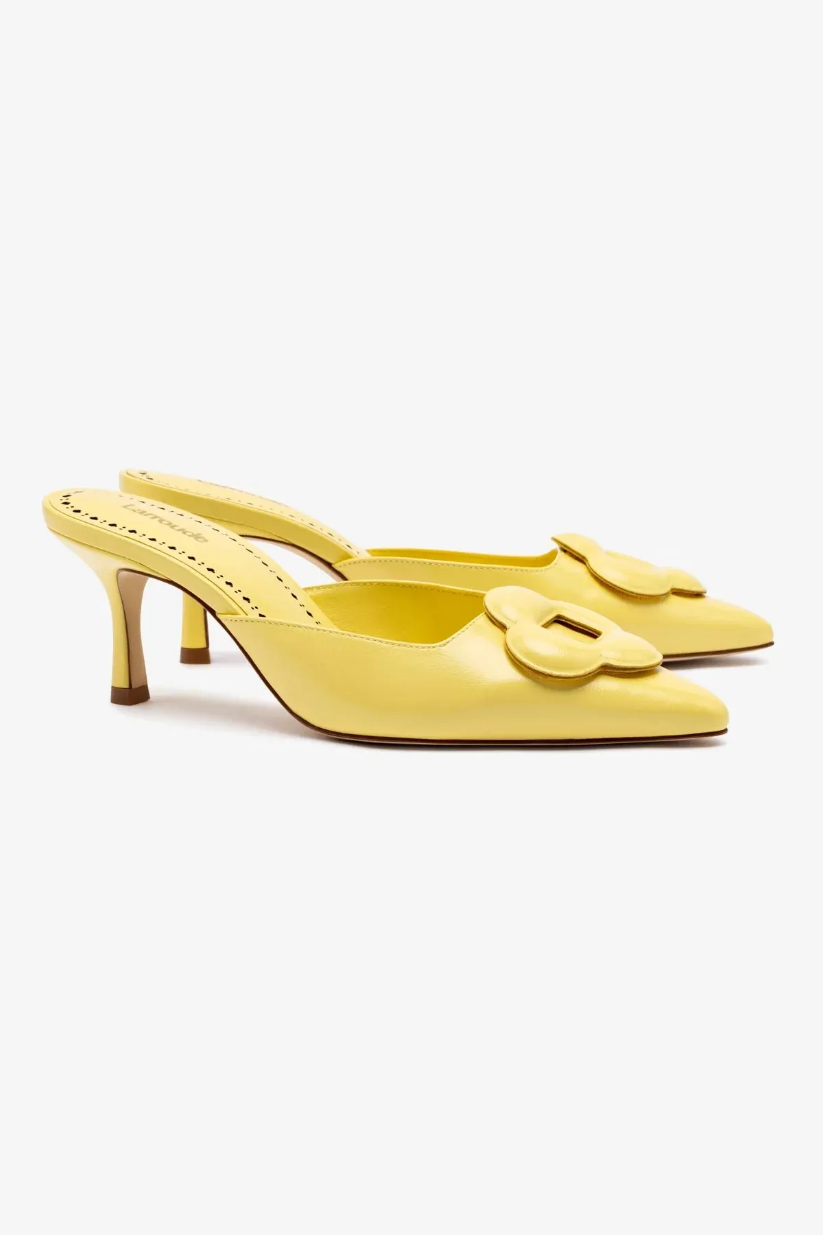Flora Pump In Lemonade Leather,Women Heel