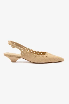 Florence Broderie Pump In Beige Raffia,Women Heel
