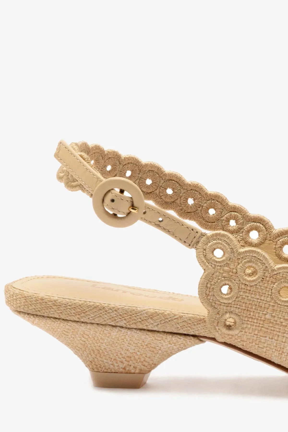 Florence Broderie Pump In Beige Raffia,Women Heel