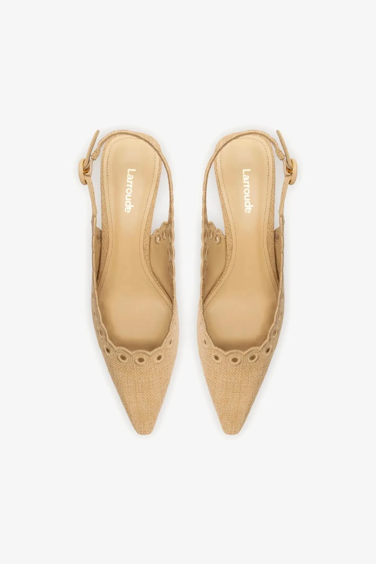 Florence Broderie Pump In Beige Raffia,Women Heel