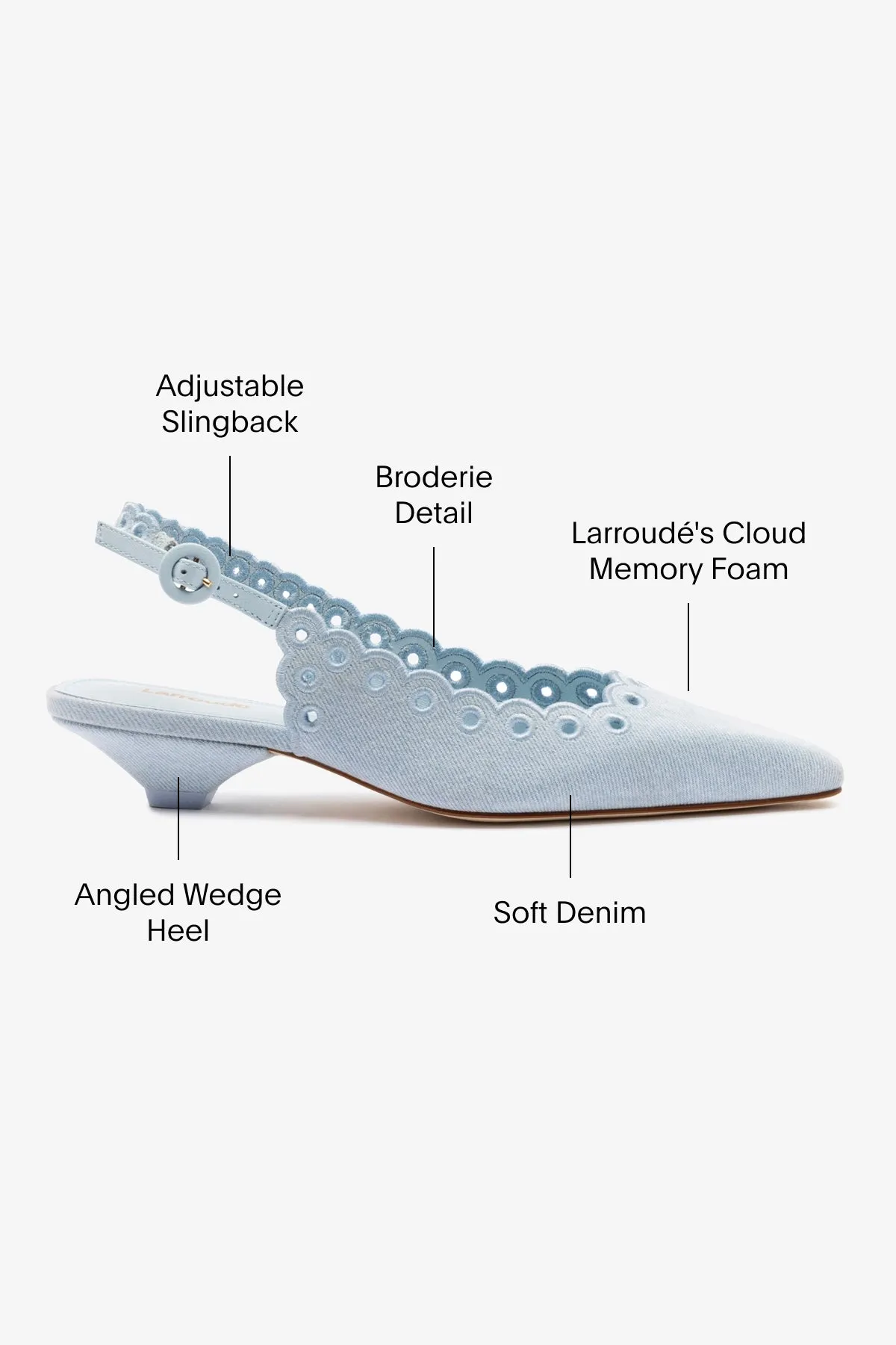 Florence Broderie Pump In Maya Denim,Women Heel