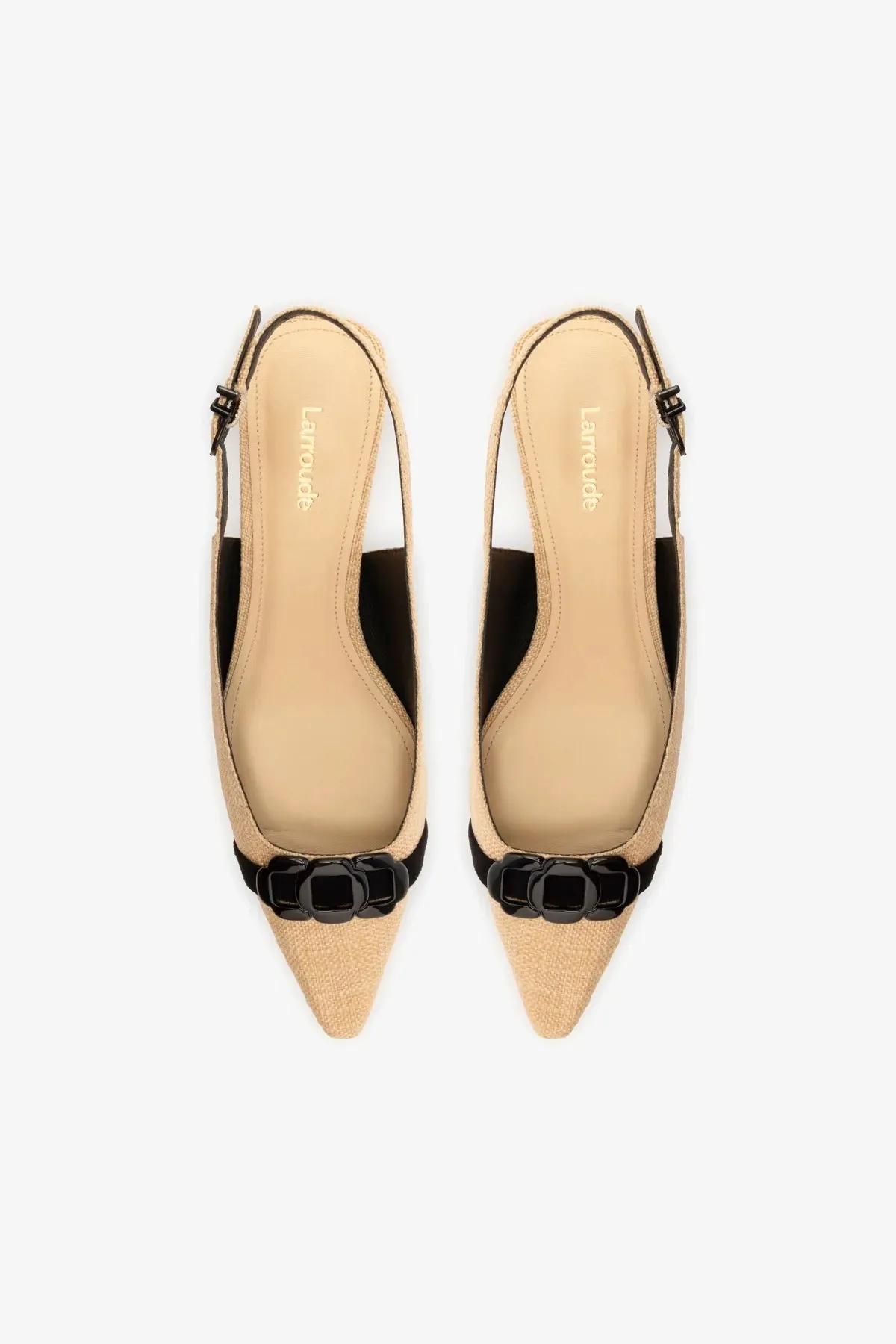 Franca Pump In Beige Raffia and Black Trimming,Women Heel