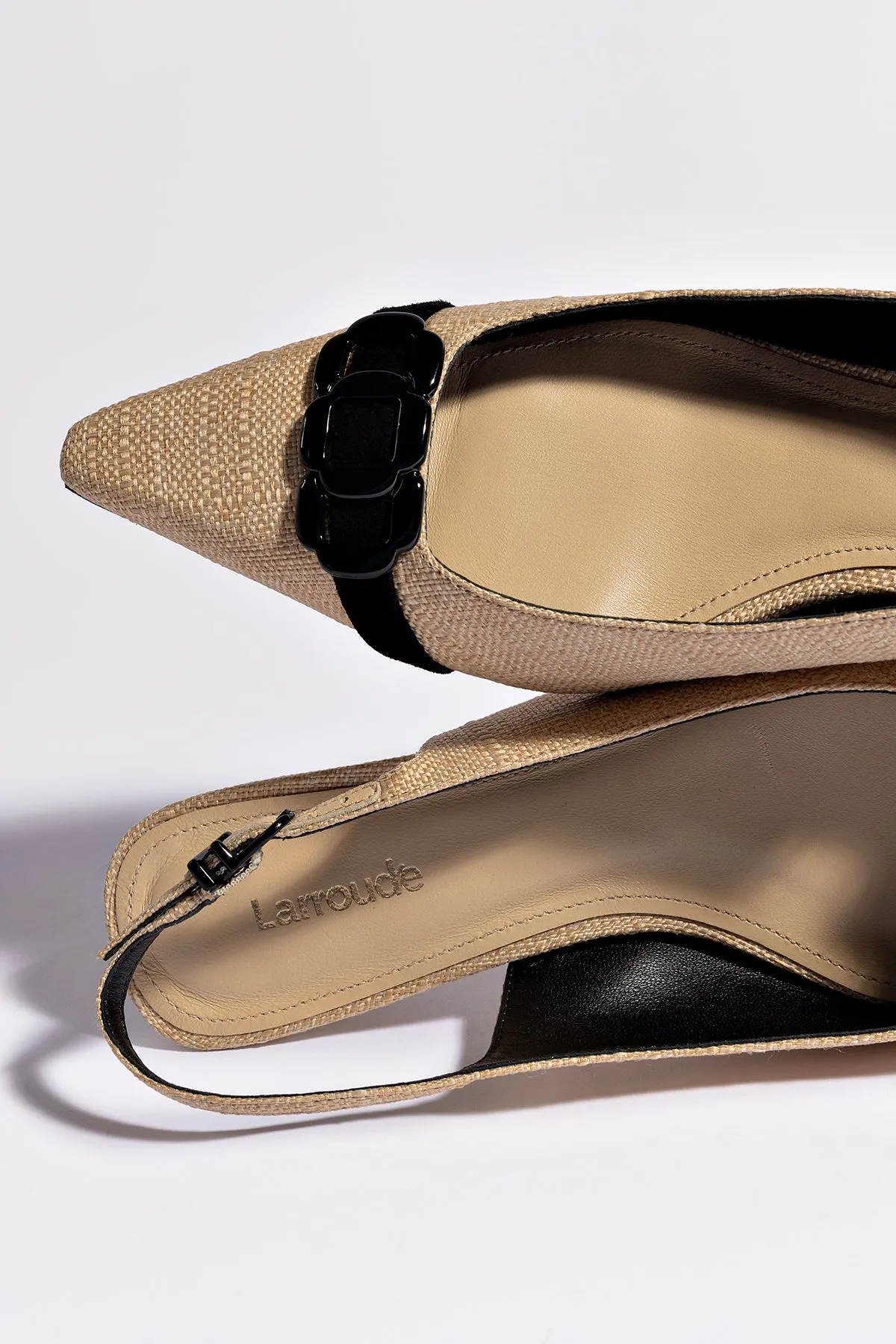 Franca Pump In Beige Raffia and Black Trimming,Women Heel