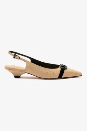 Franca Pump In Beige Raffia and Black Trimming,Women Heel