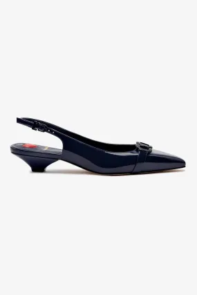 Franca Pump In Navy Patent Leather,Women Heel