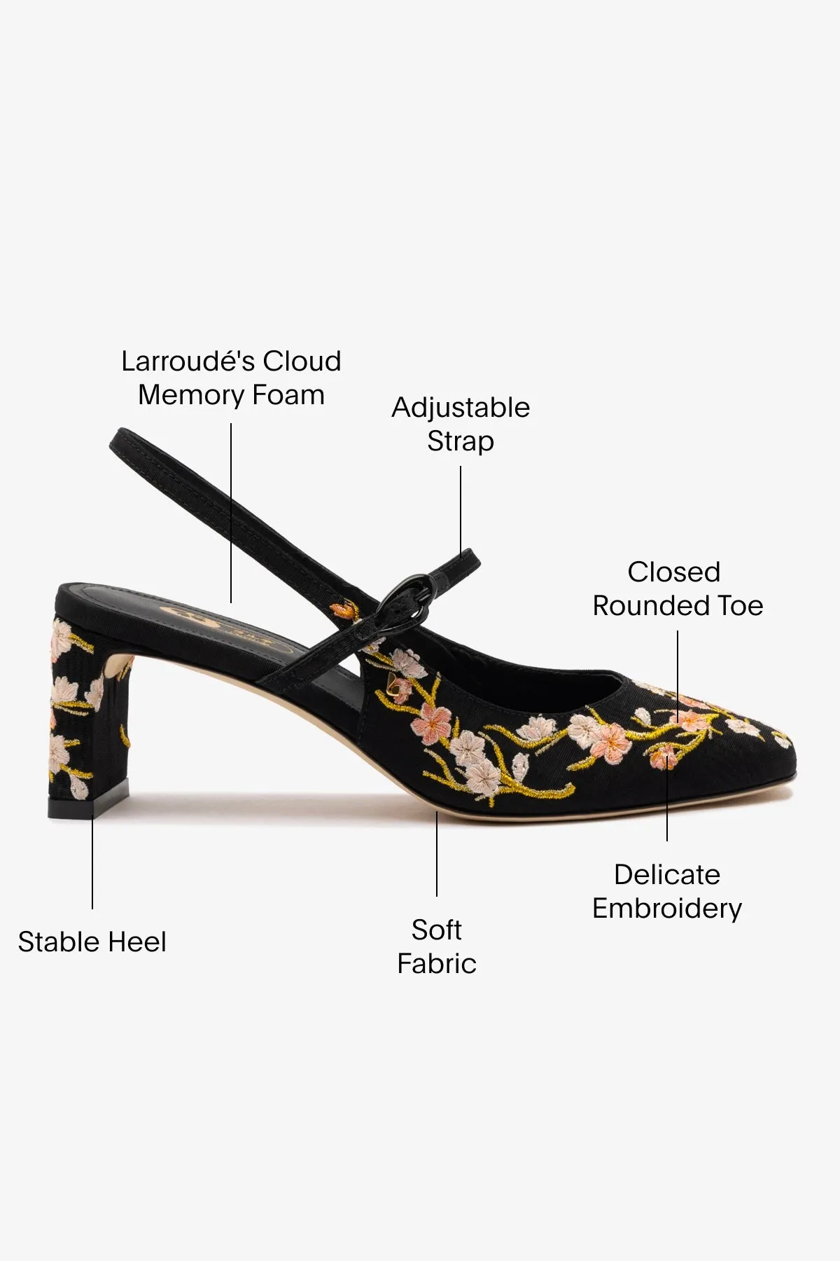 Georgina Pump In Black Sakura Printed Fabric,Women Heel