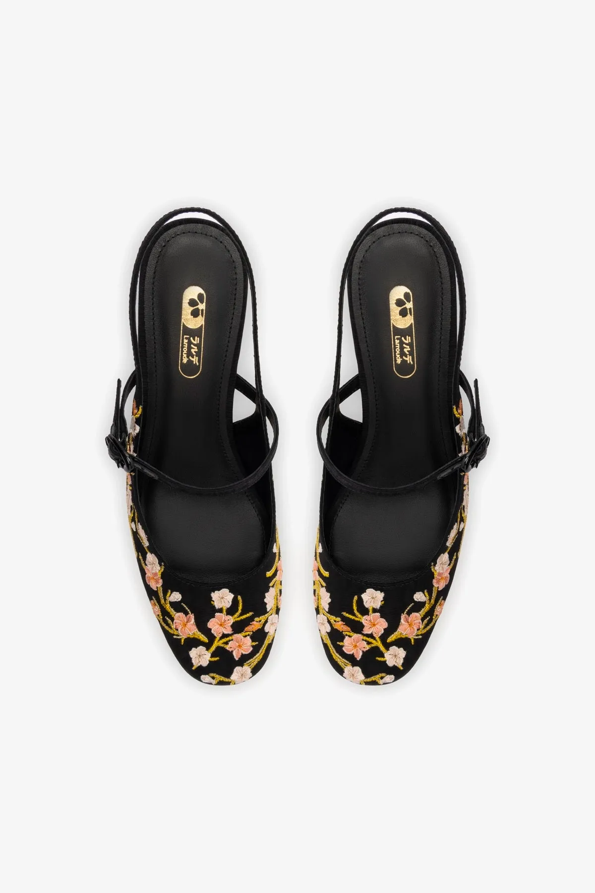 Georgina Pump In Black Sakura Printed Fabric,Women Heel