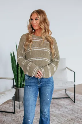 Geralyn Striped Sweater - Light Olive Mix,Women Sweater