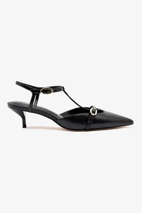 Grace Pump In Black Leather,Women Heel