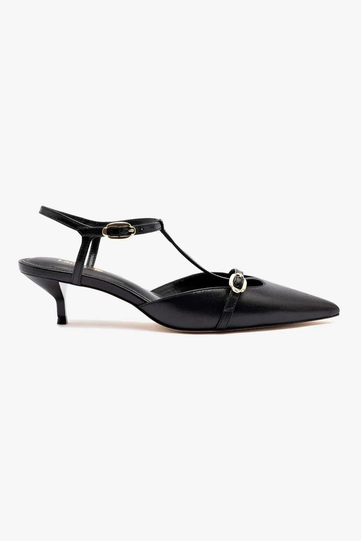 Grace Pump In Black Leather,Women Heel