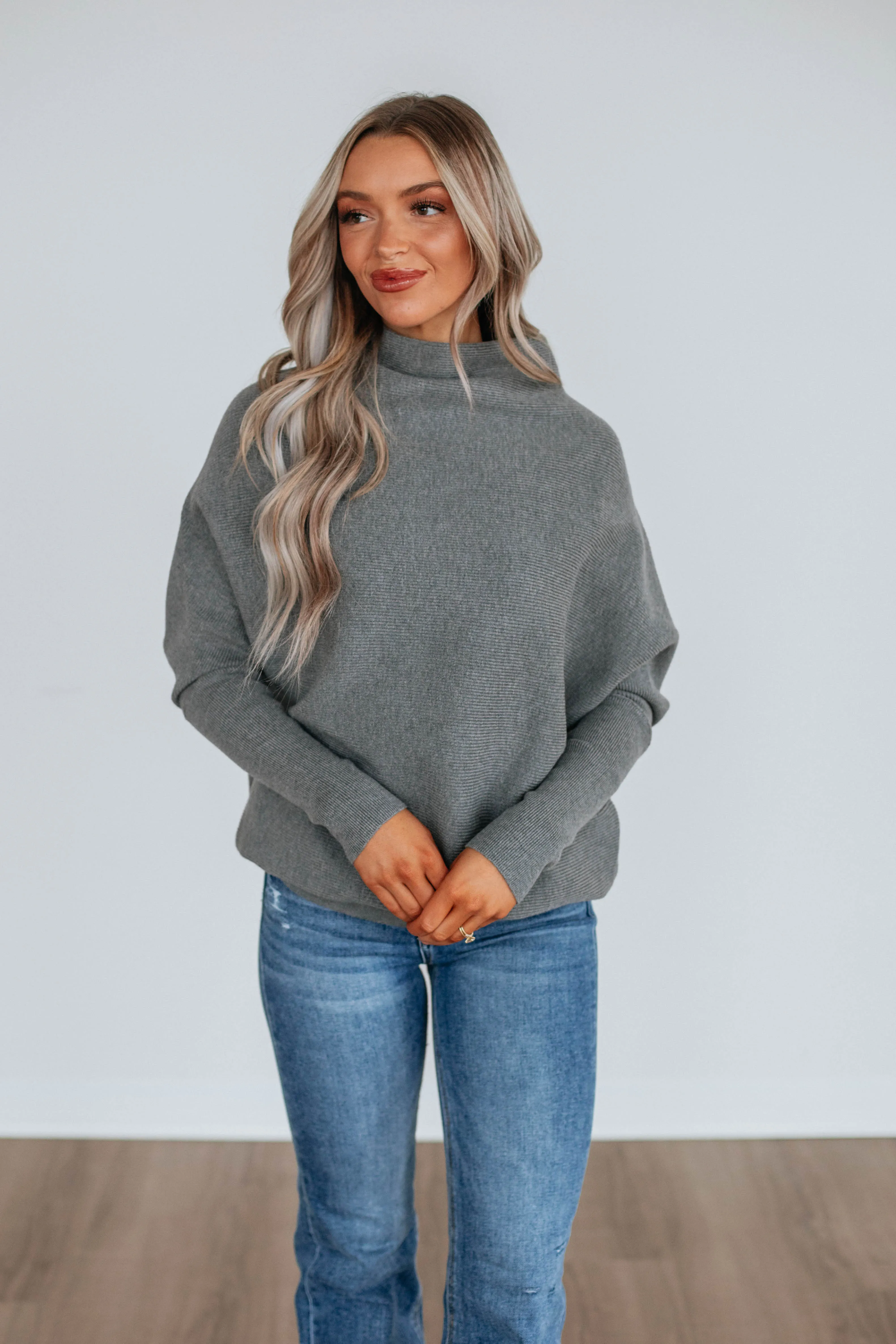 Gretchen Dolman Sweater - Grey,Women Sweater