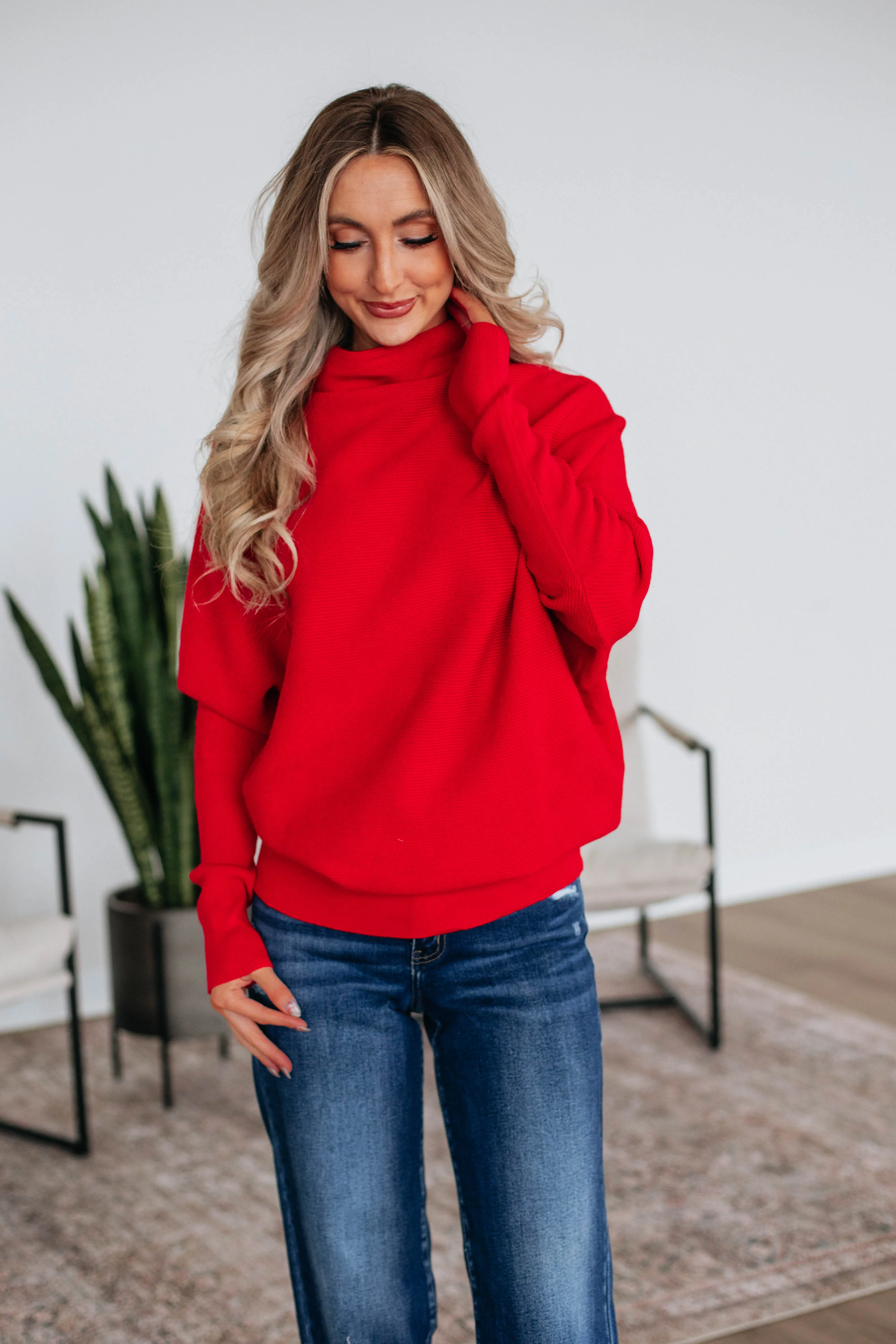 Gretchen Dolman Sweater - Ruby,Women Sweater