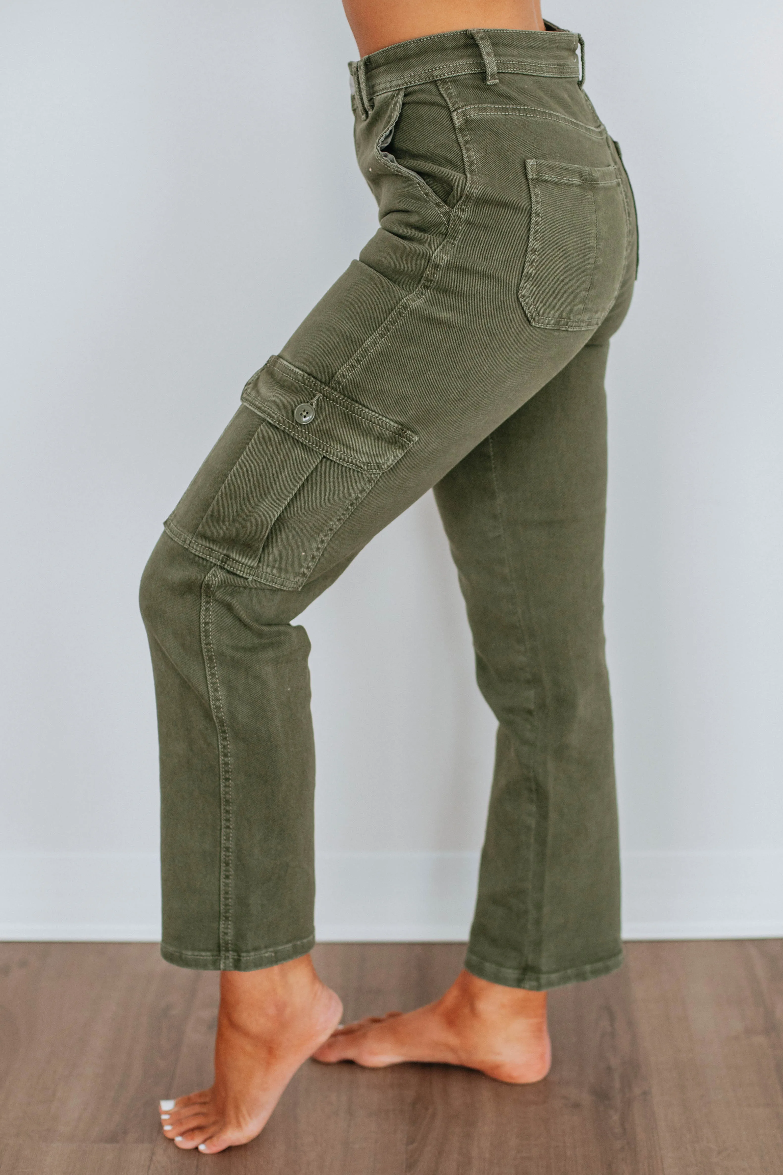 Hadley Risen Cargo Jeans - Moss,Jeans Women