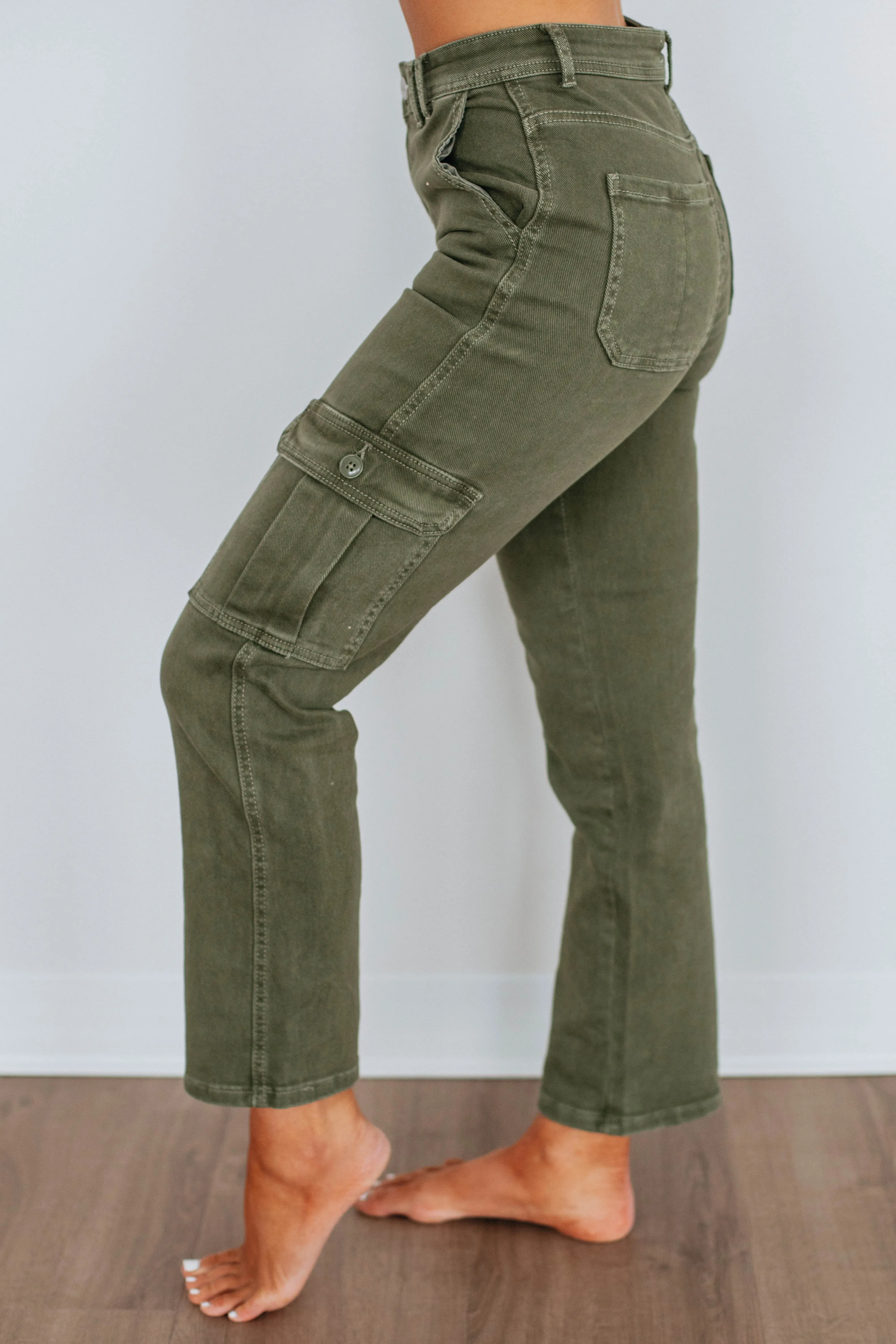Hadley Risen Cargo Jeans - Moss,Jeans Women