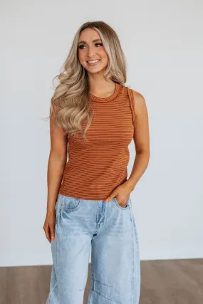Harlea Striped Tank - Camel Mix,Women Tank