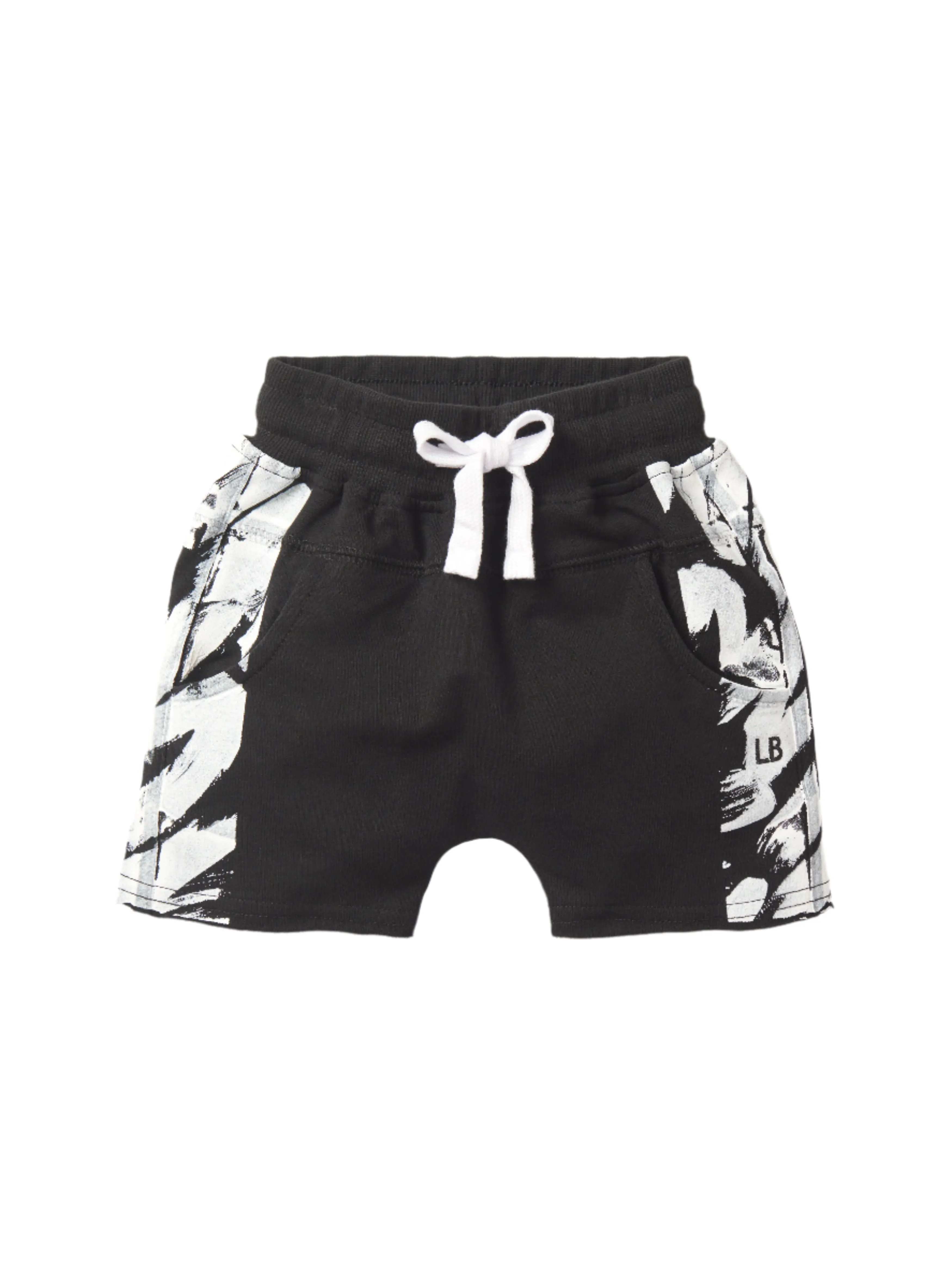 Imperfect Brush Stroke Raw Edge Harem Short - Black,Kids