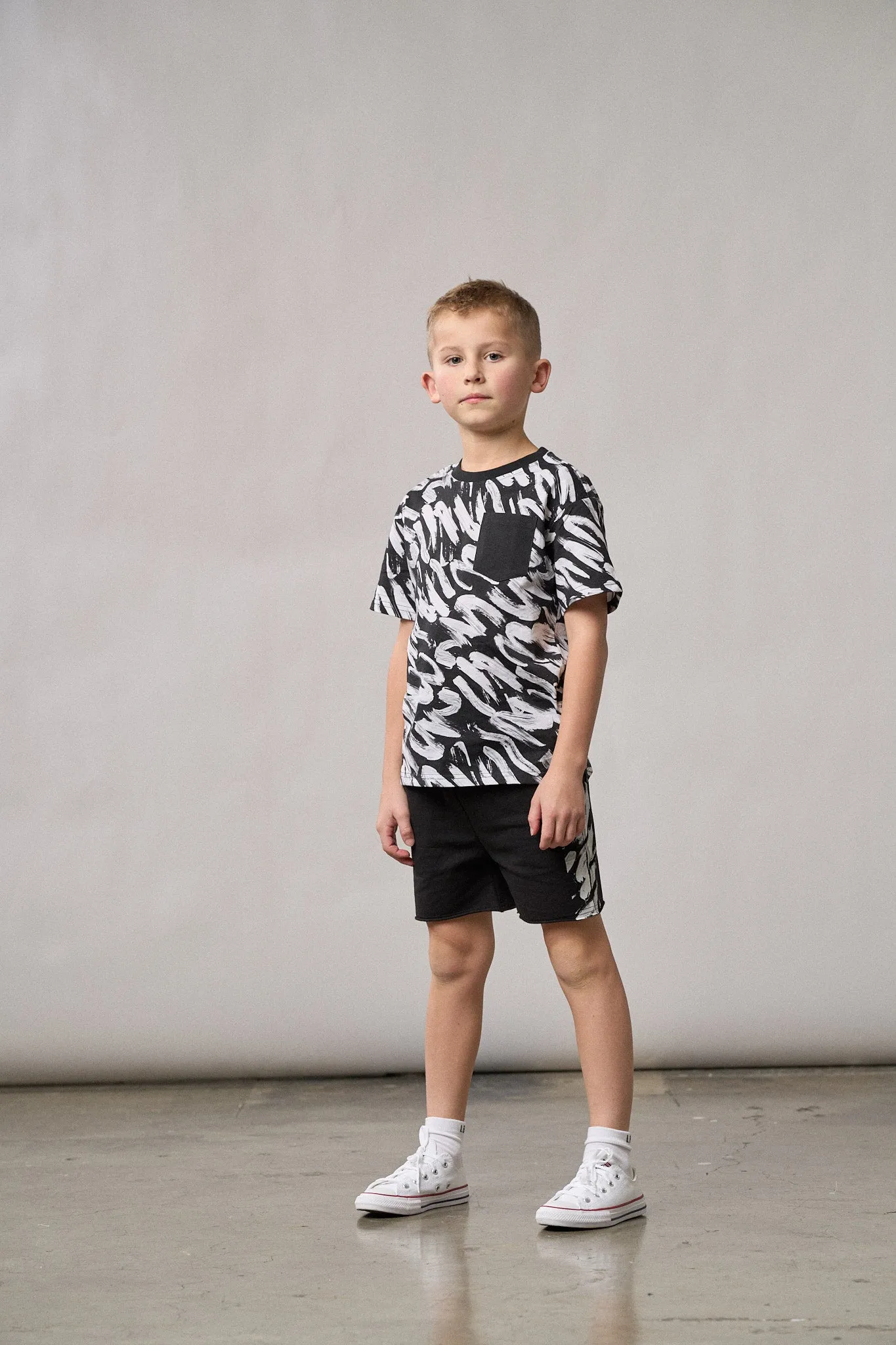 Imperfect Brush Stroke Raw Edge Harem Short - Black,Kids