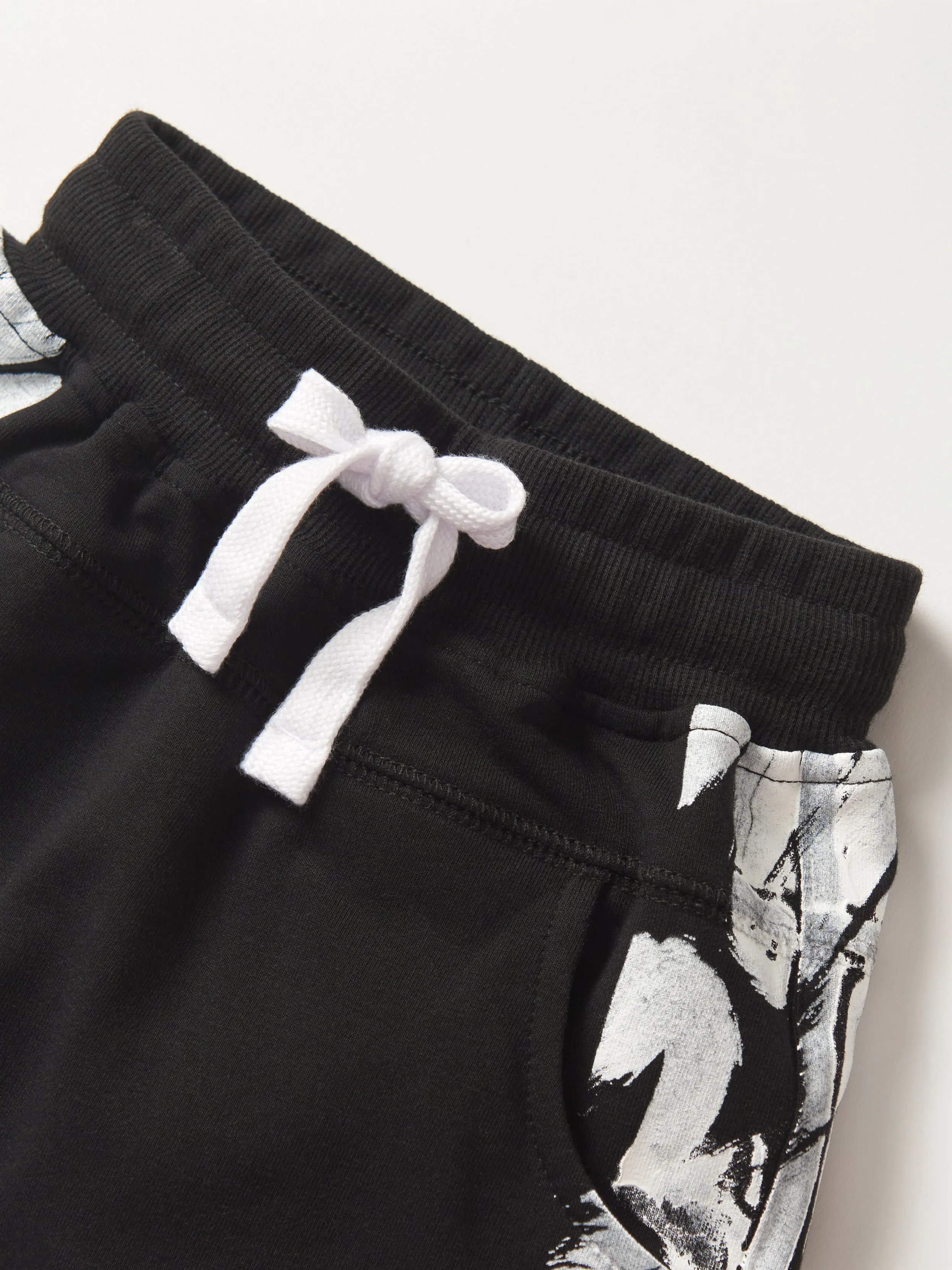 Imperfect Brush Stroke Raw Edge Harem Short - Black,Kids