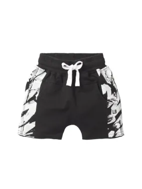 Imperfect Brush Stroke Raw Edge Harem Short - Black,Kids