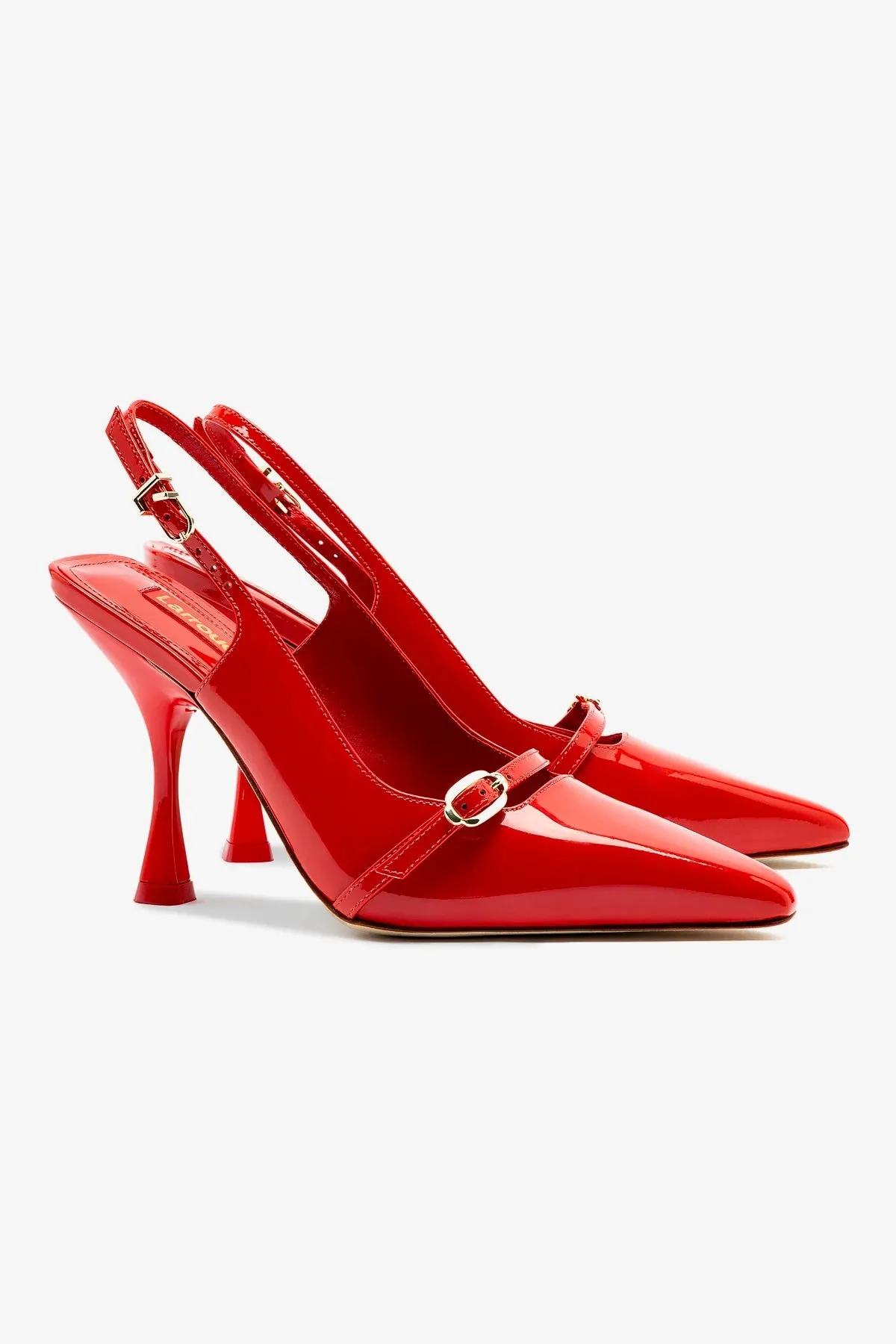 Ines Hi Pump in Scarlet Patent Leather,Women Heel