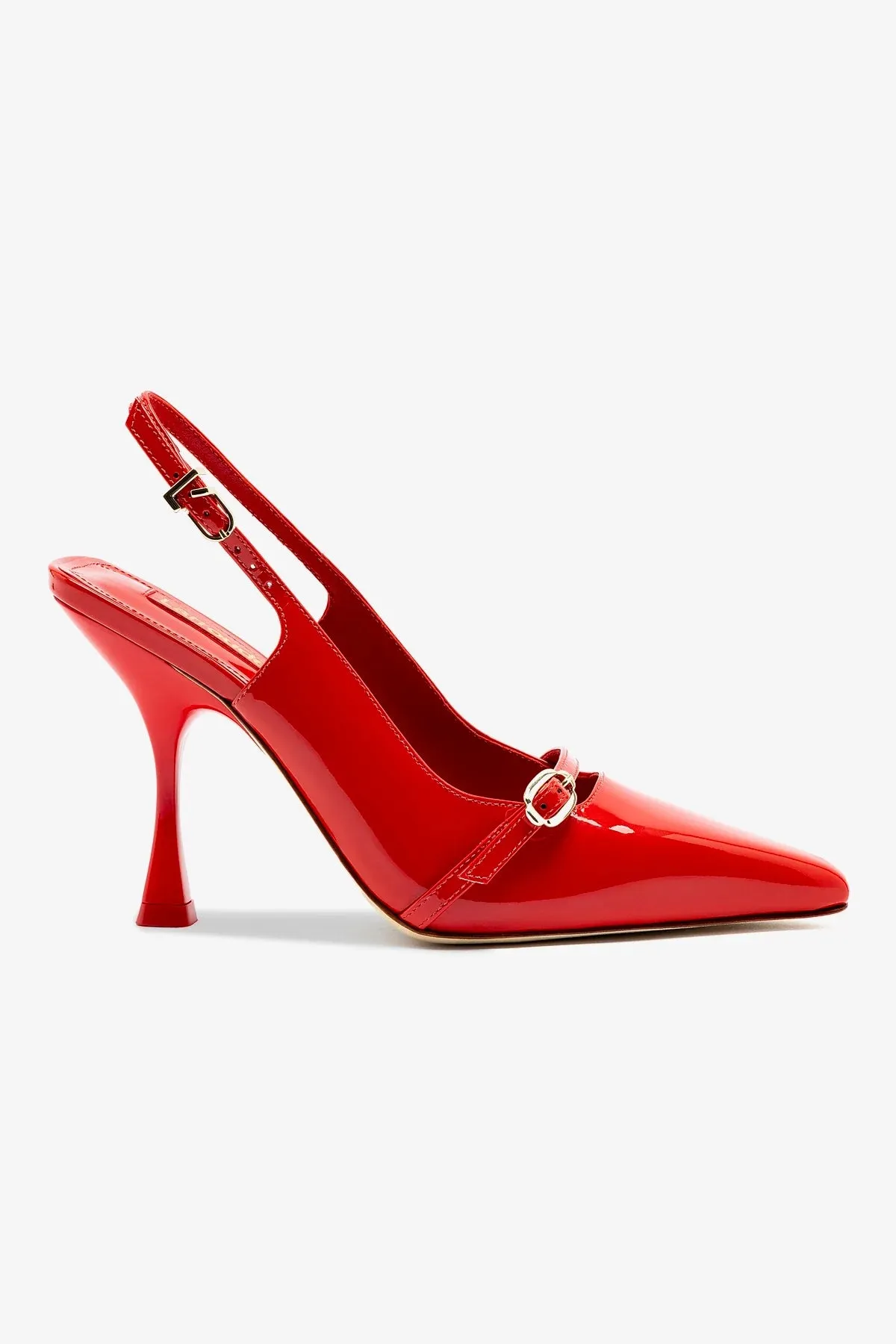 Ines Hi Pump in Scarlet Patent Leather,Women Heel