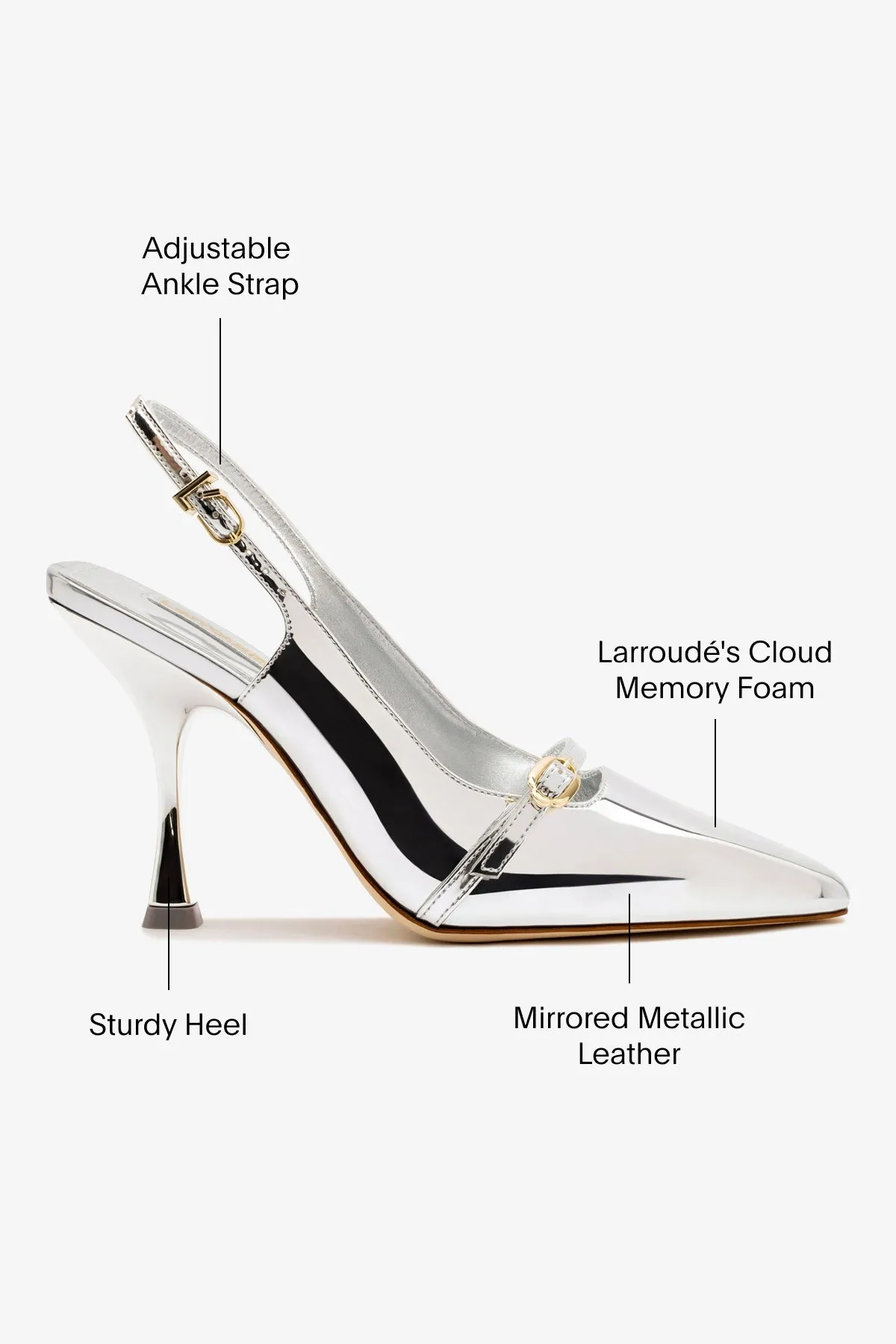 Ines Hi Pump in Silver Specchio,Women Heel