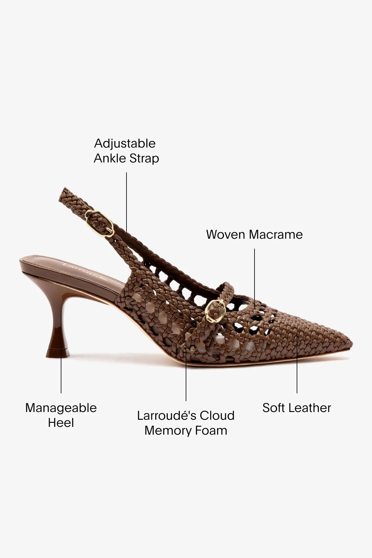 Ines Macrame Pump In Burnt Umber Leather,Women Heel