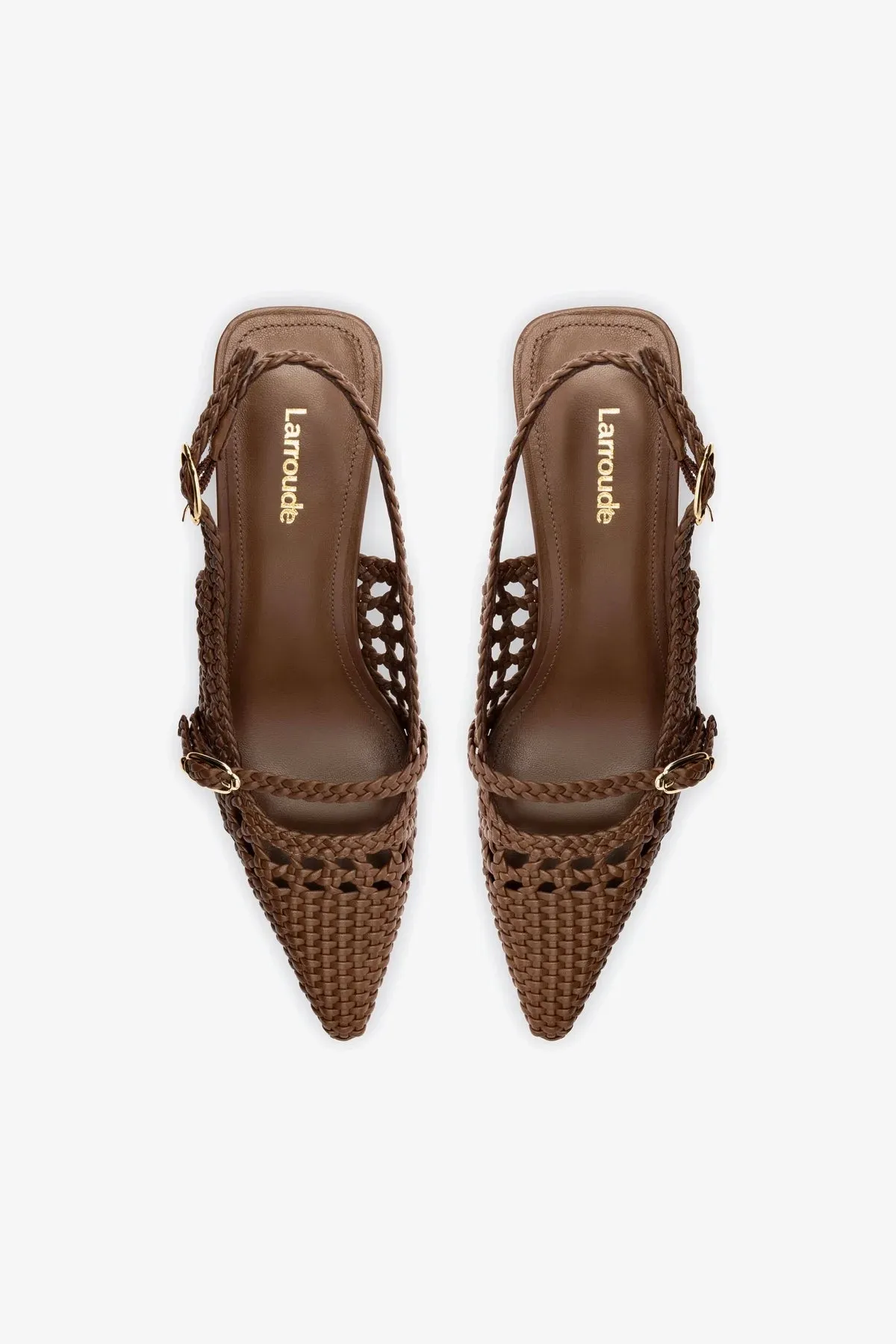 Ines Macrame Pump In Burnt Umber Leather,Women Heel