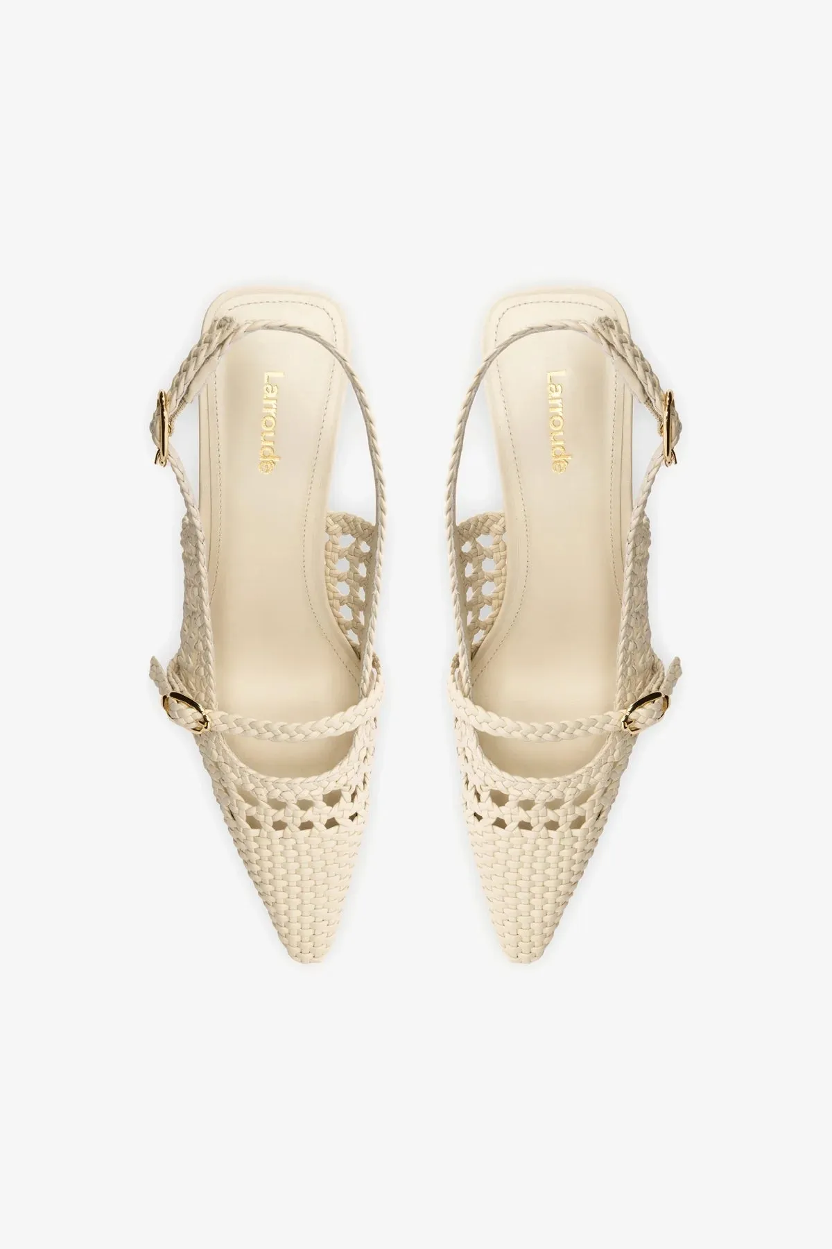 Ines Macrame Pump In Ivory Leather,Women Heel