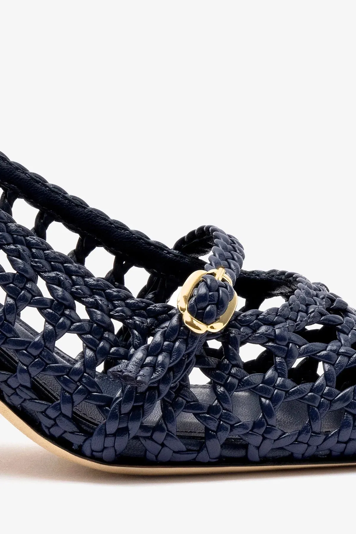 Ines Macrame Pump In Navy Leather,Women Heel