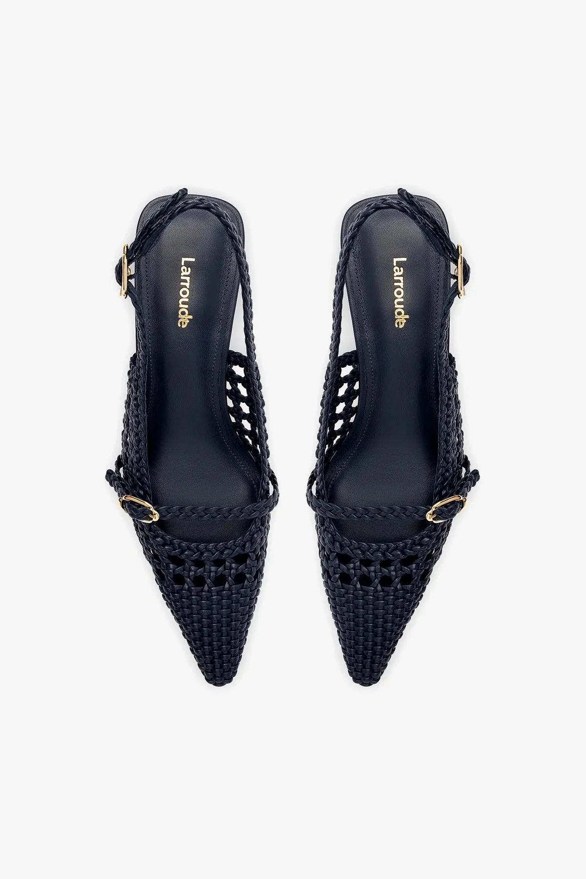 Ines Macrame Pump In Navy Leather,Women Heel