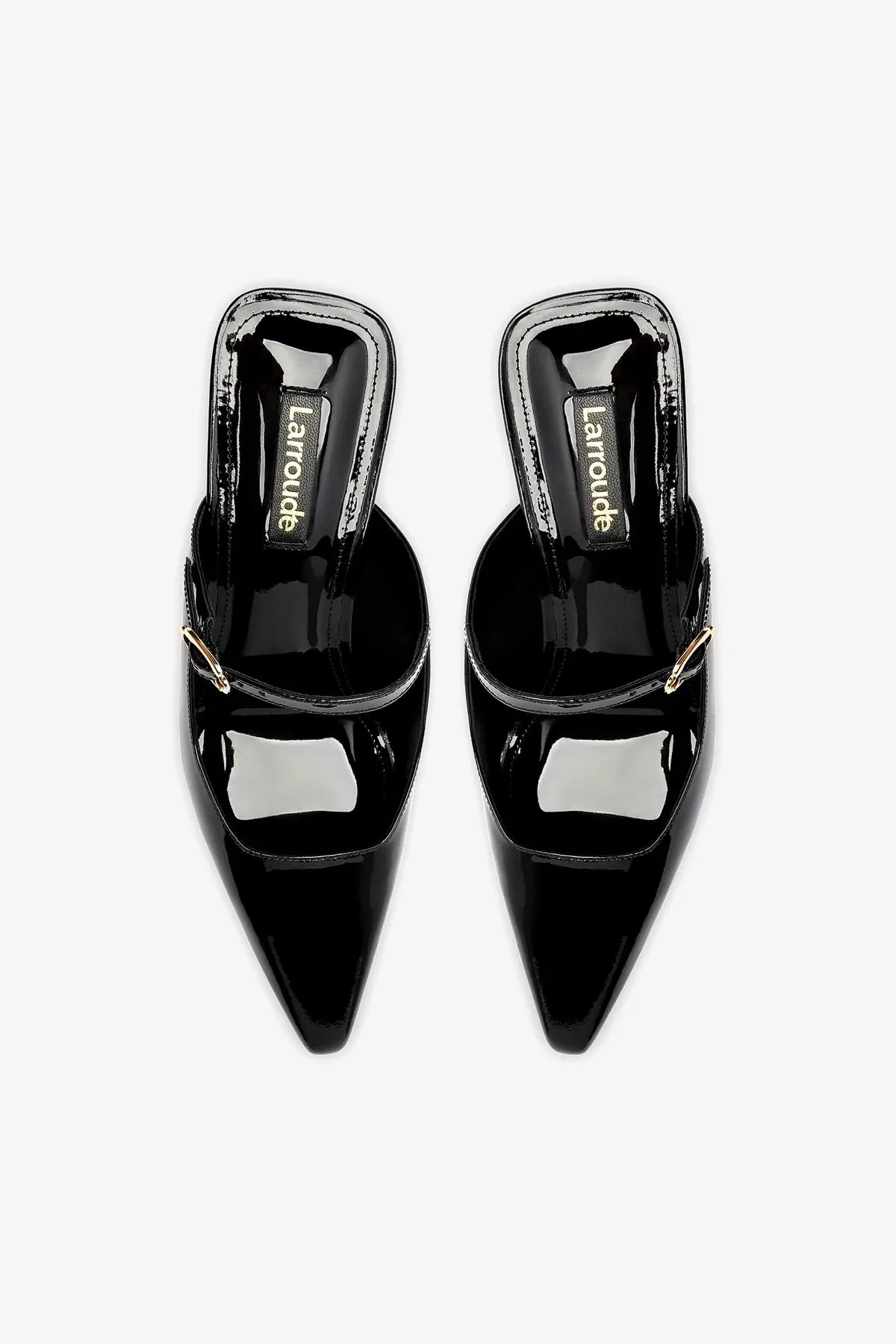 Ines Mule In Black Patent Leather,Women Heel