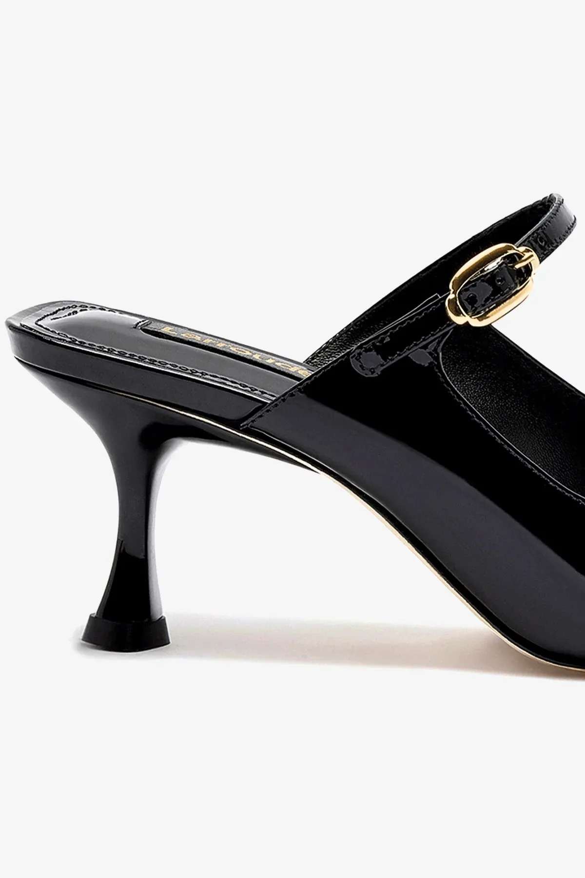 Ines Mule In Black Patent Leather,Women Heel