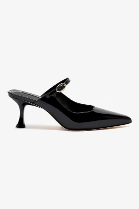 Ines Mule In Black Patent Leather,Women Heel