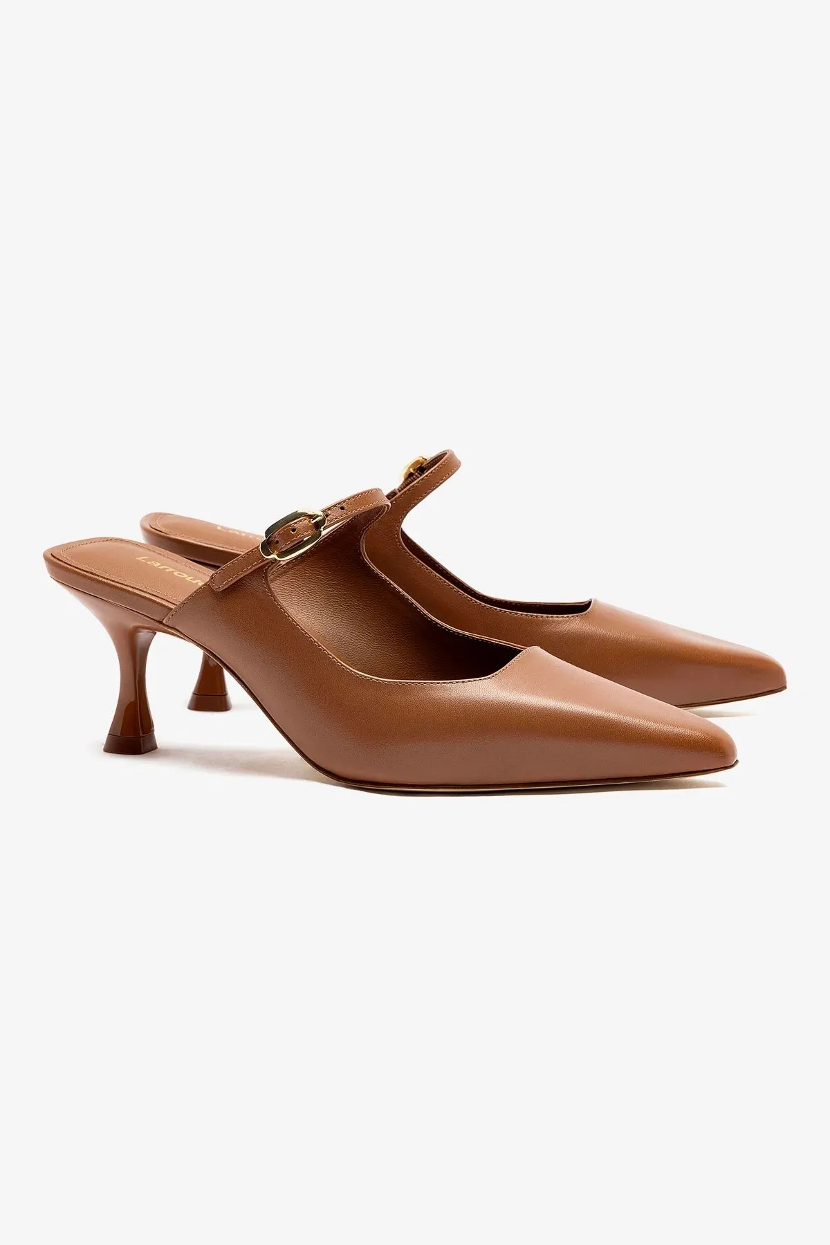 Ines Mule In Caramel Leather,Women Heel