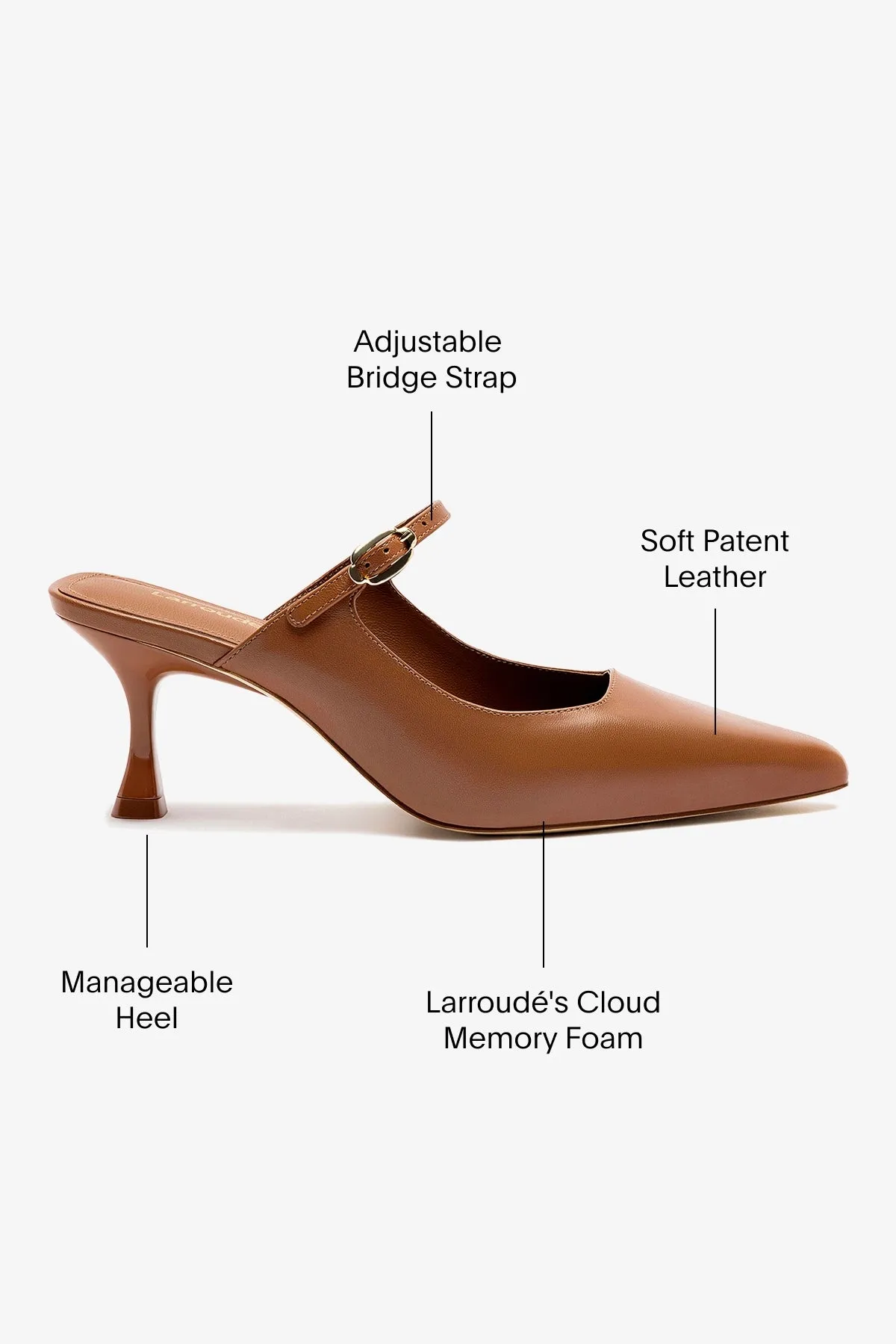 Ines Mule In Caramel Leather,Women Heel