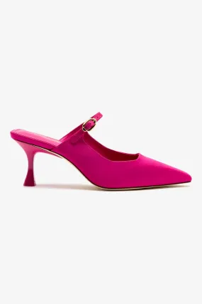 Ines Mule In Magenta Satin,Women Heel
