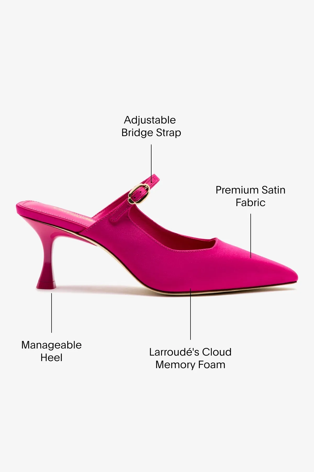 Ines Mule In Magenta Satin,Women Heel