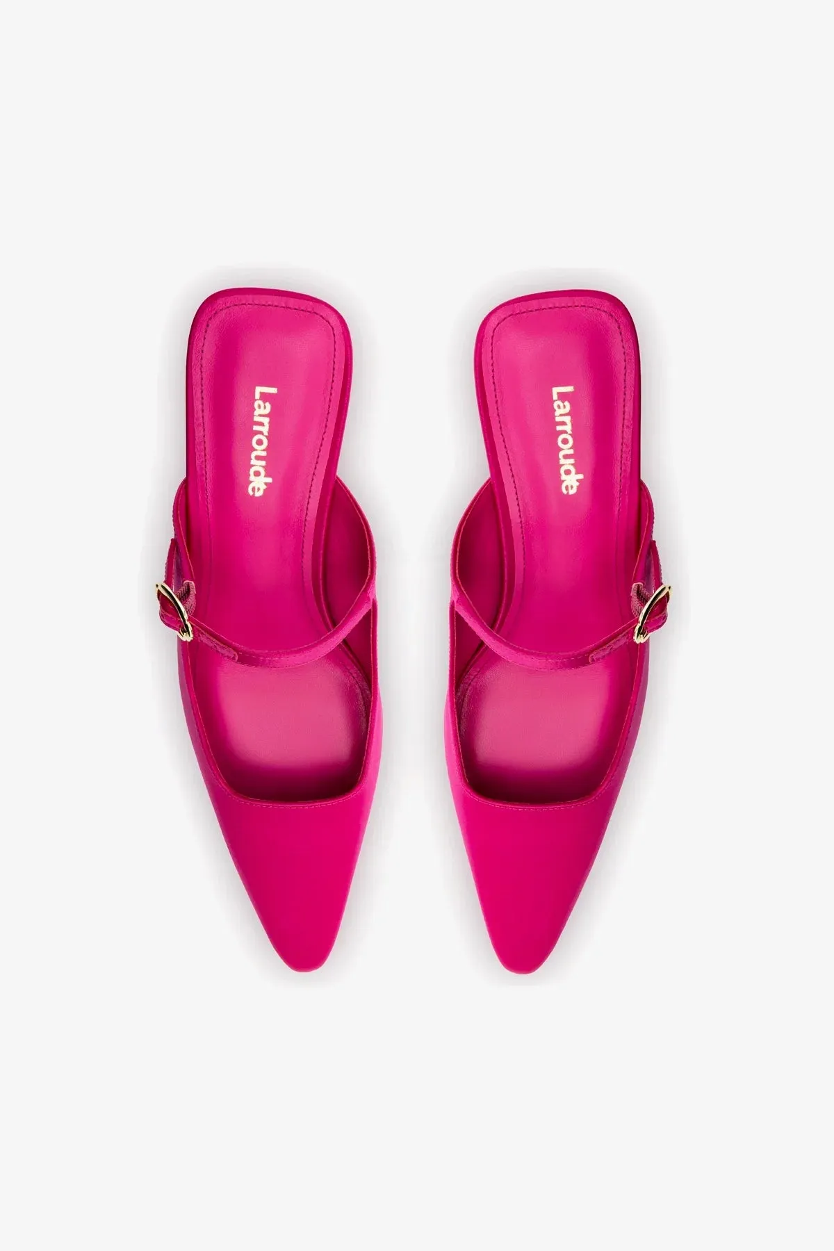 Ines Mule In Magenta Satin,Women Heel