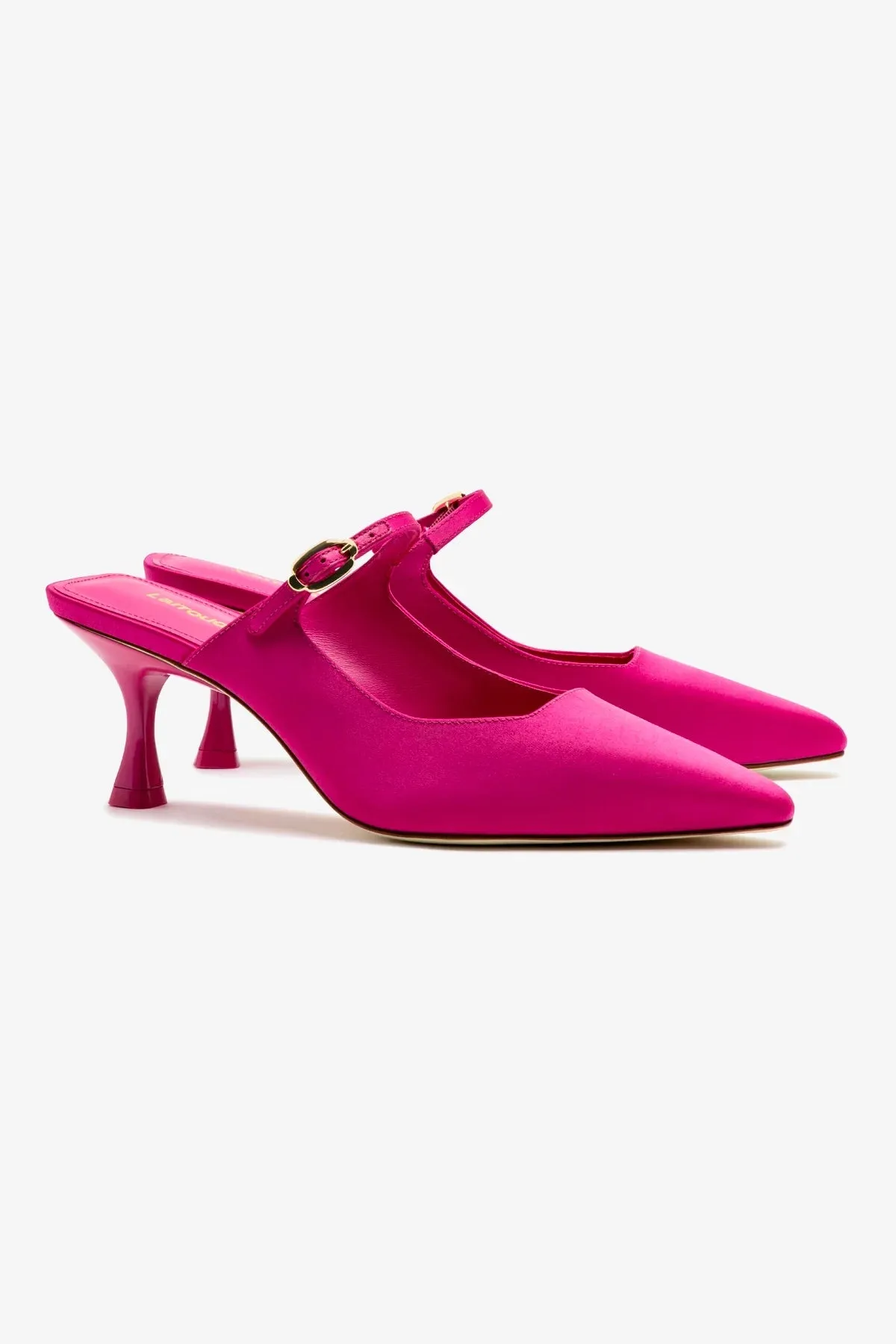 Ines Mule In Magenta Satin,Women Heel