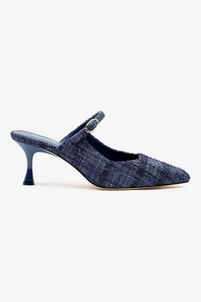 Ines Mule In Marlin Tweed,Women Heel