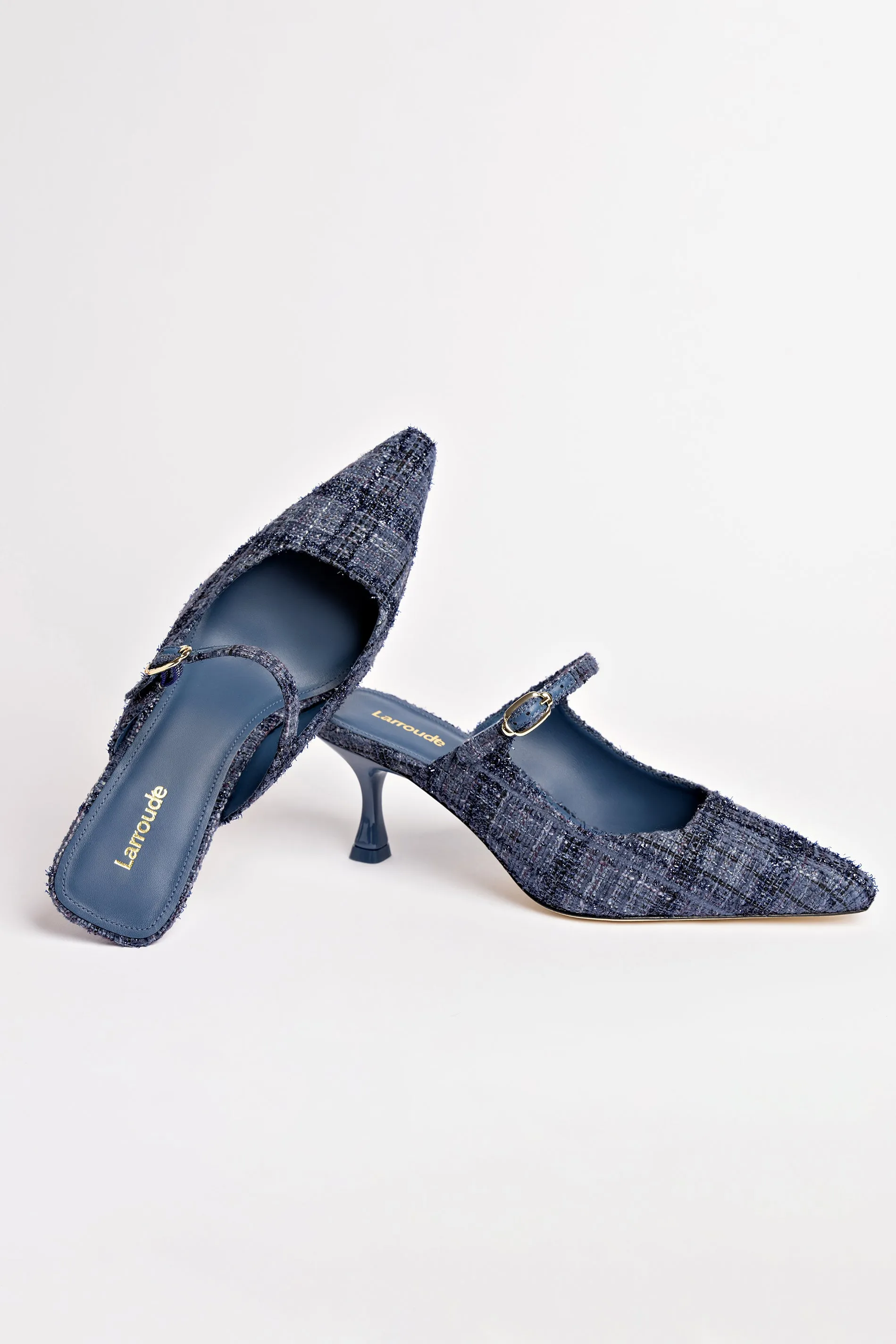 Ines Mule In Marlin Tweed,Women Heel