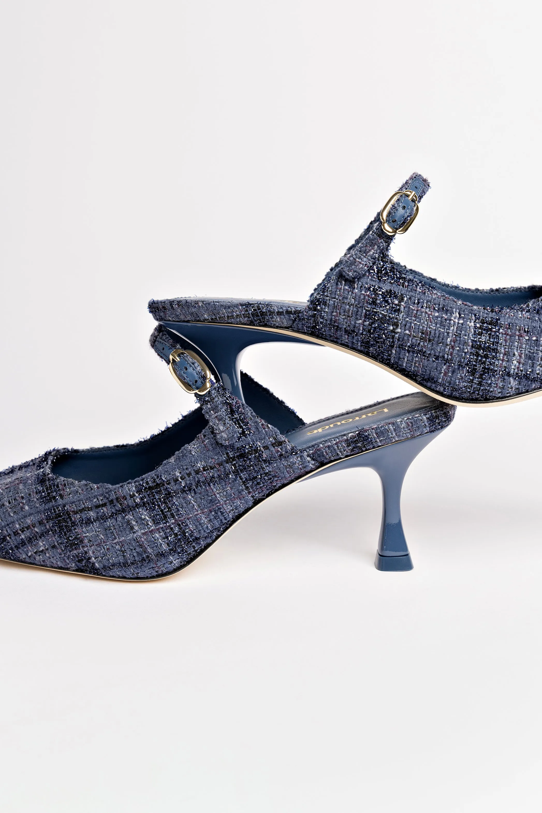 Ines Mule In Marlin Tweed,Women Heel